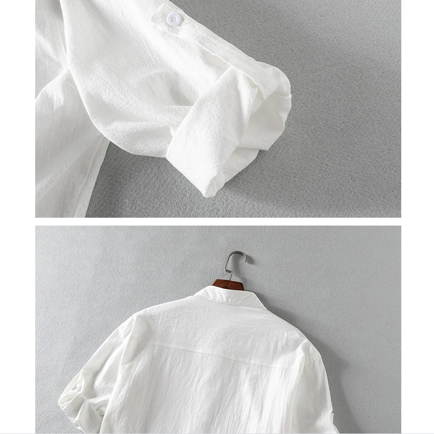 

2020 Brand clothing High quality for men in summer Casual shirt with short sleeves/male loose Stand collar Casual shirts S-5XL