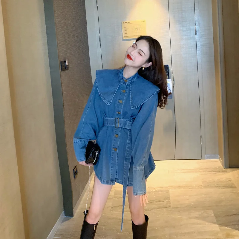 Весенняя длинная стильная блузка GRUIICEEN женская рубашка с поясом воротником Питер