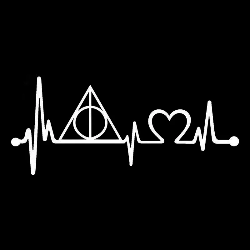 

Dawasaru Deathly Hallows Heartbeat Lifeline Car Sticker Waterproof Decal Laptop Truck Motorcycle Auto Accessories PVC,19cm*8cm