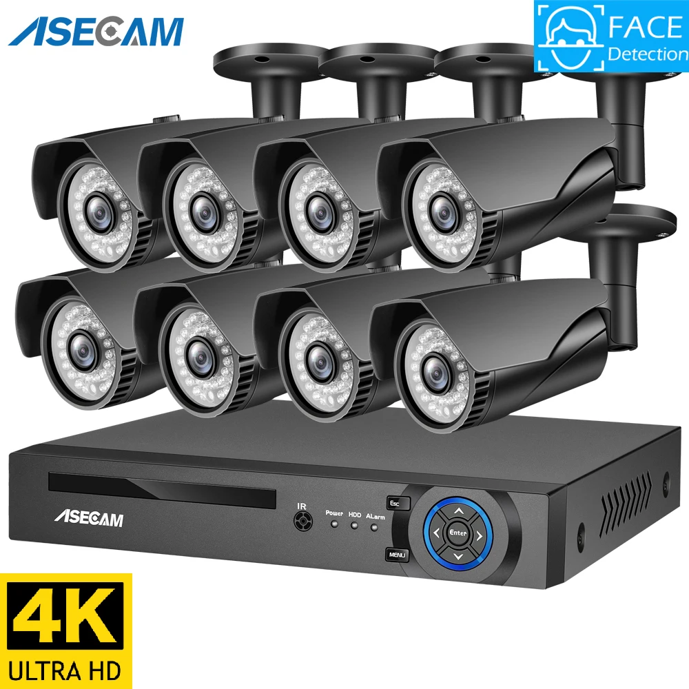 4K 8MP Ai распознание лица ip камера видеонаблюдения системы POE NVR видеорегистратор