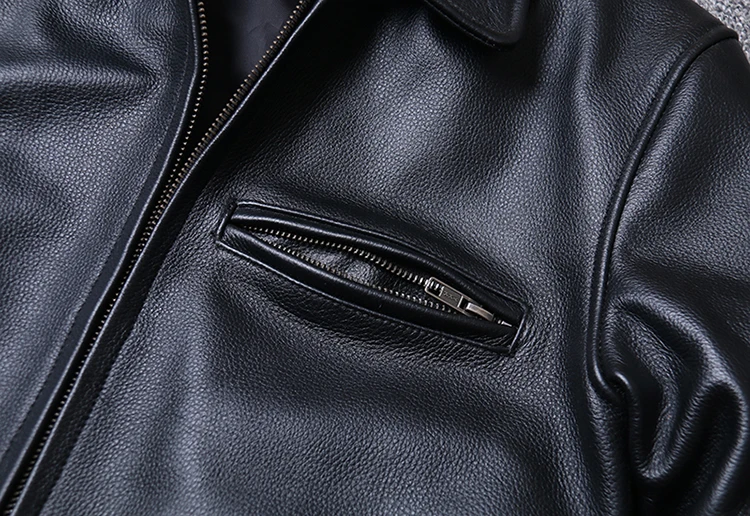 Мужское пальто из натуральной воловьей кожи черная куртка большого размера на