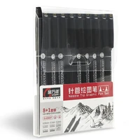 9pcs waterproof needle tip hook line pen set micron water based pigment ink marker sketching brush art gift school supply h6150