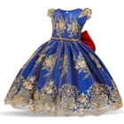 Темно-синее платье для девочек, официальное вечернее платье на выпускной, новогодний костюм, платье для девочек, Сетчатое бальное платье с вырезами для детей 4, 5, 7, 10 лет, детская одежда