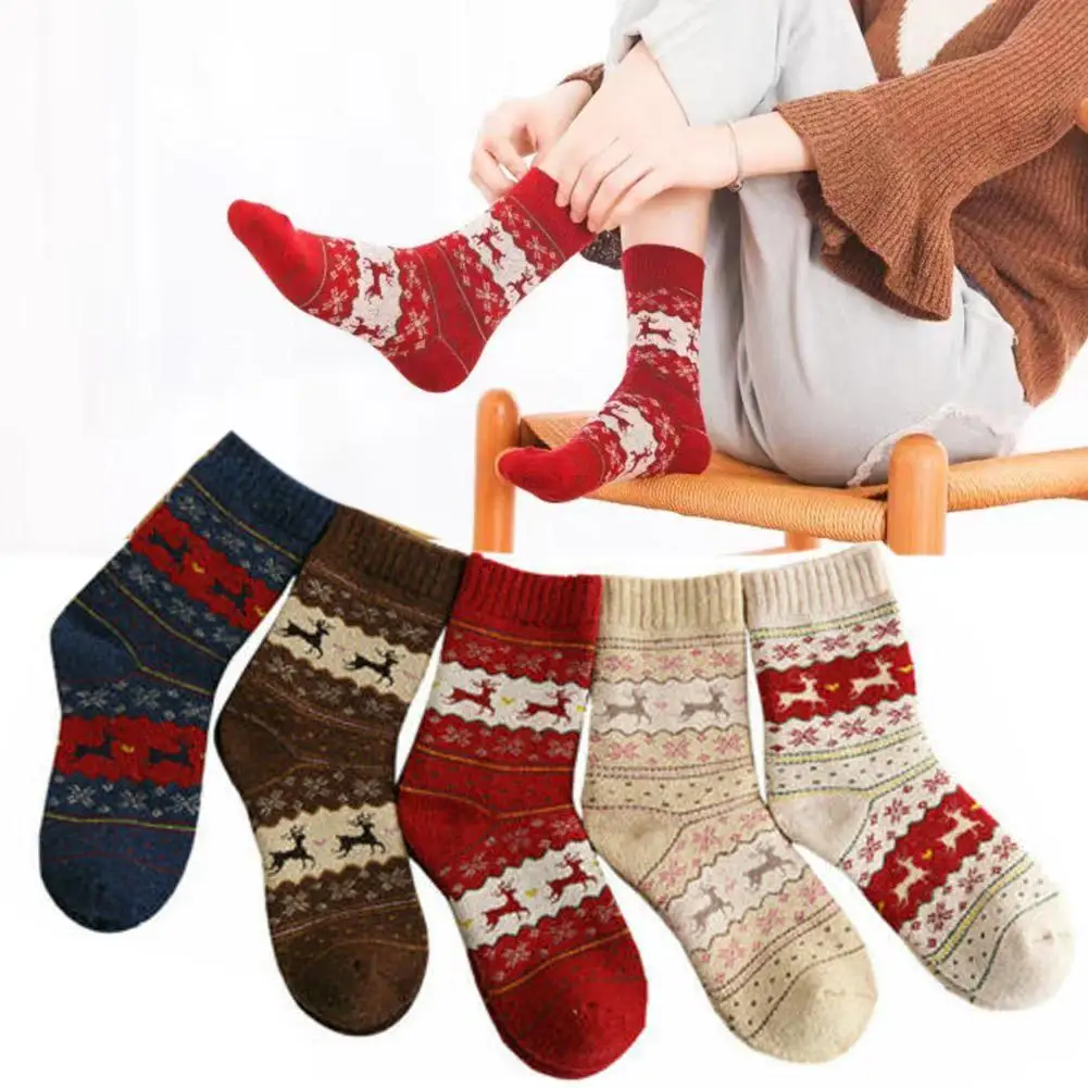 

Winter Women Men Socks Christmas Gift Sock Cute Wool 3D Ladies Female Thermal Thicken Warm Happy Funny Sock New Year 2021