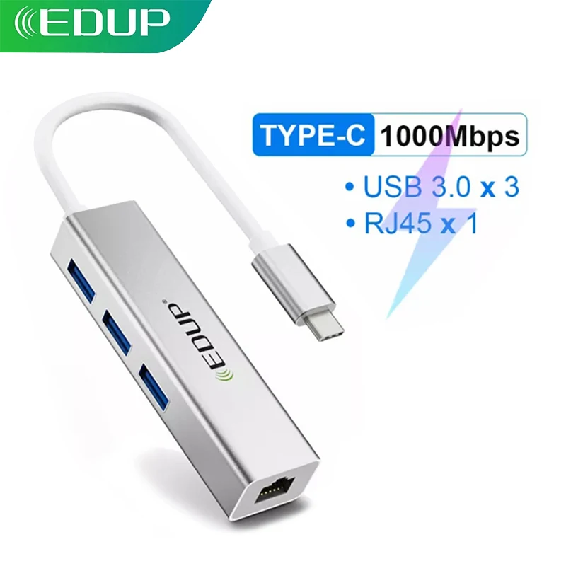 Адаптер EDUP концентратор USB Type C 3 0 к RJ45 док-станция Thunderbolt для ПК ноутбука Ethernet