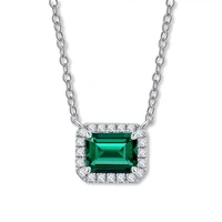 knriquen vintage 6x8mm emerald created moissanite gemstone pendant necklaces solid 925 sterling silver fine jewelry wholesal