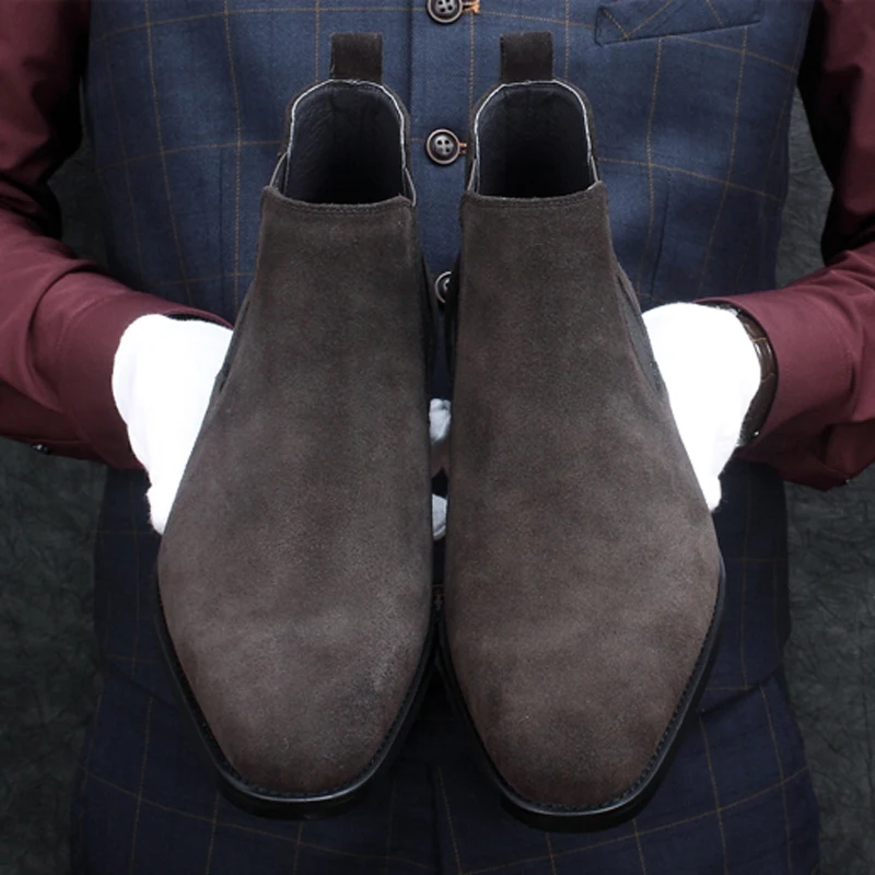 Новинка мужские повседневные ботильоны Челси ручной работы из натуральной кожи