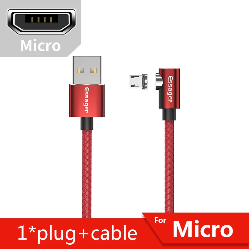 Red Micro Cable Essager 1/2 м Магнитный кабель Micro usb type C адаптер зарядное устройство Быстрая зарядка для iPhone 11 XR X Xiaomi Redmi Магнитный шнур для телефона - Цвет: Red Micro Cable