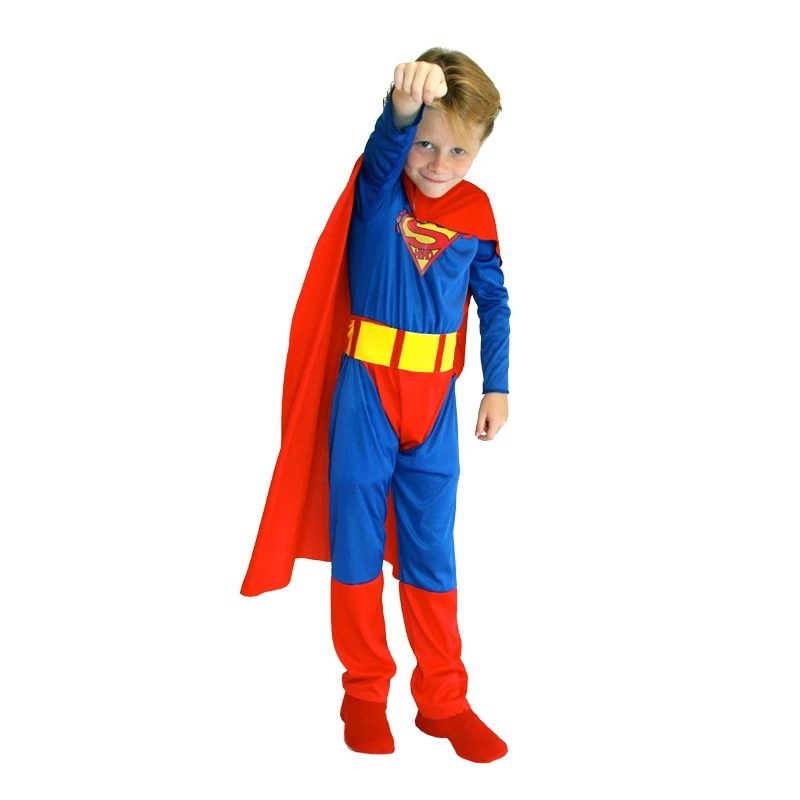 Детские Костюмы супергероев СУПЕРМЕНА для мальчиков косплей Хэллоуин Пурим