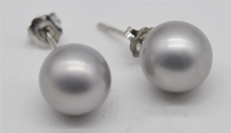 

Серьги женские из белого золота 9-10 мм AAA + с жемчугом