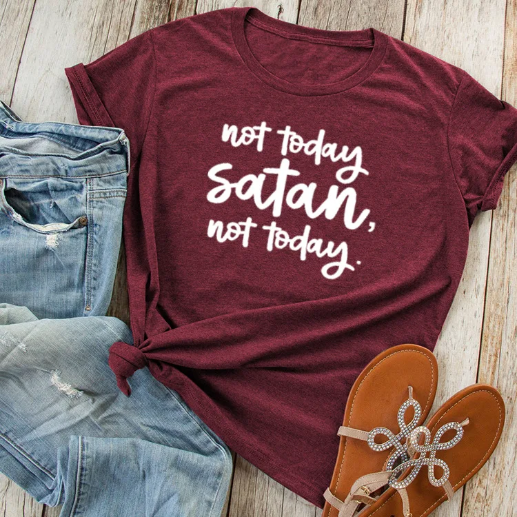 Женская футболка с надписью Christian Harajuku Tumblr Not Today Satan хипстерская черно белая