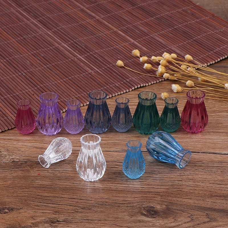 

2pcs/set Colorful 1:12 mini model doll house translucent and beautiful vase