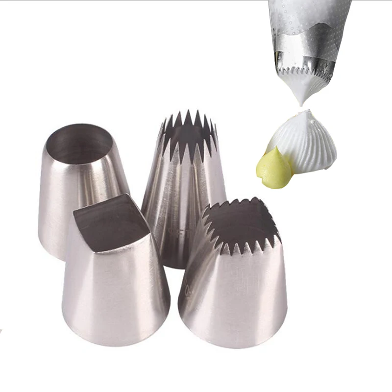 

Набор кондитерских насадок из 4 больших кондитерских насадок для украшения крема торта