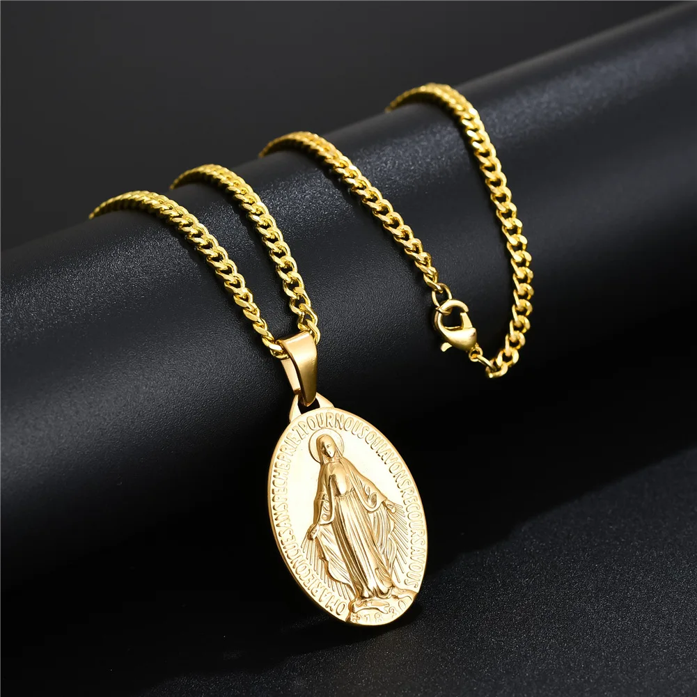 

3PC New Virgin Mary Necklace Fashion Religious Chain Necklace Wholesale Accessories Female Party Gifts