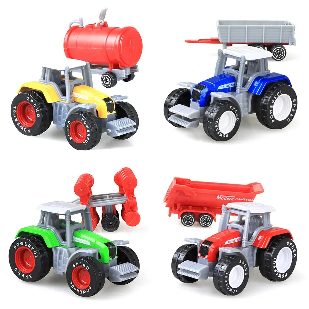 

4pcs/Set Mini Alloy Diecast Construction Vehicles Model Tractor Dump Roller Farmer Engineering Car Kids Classic Toy Boys Gift