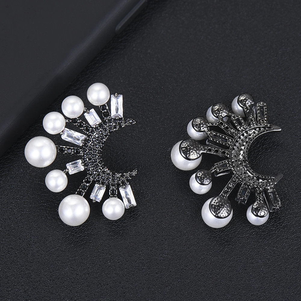 

LARRAURI Luxury Fashion Moon Cubic Zirconia Stud Earring For Women Wedding Brincos Trendy Bohemia Jewelry boucle d'oreille 2019