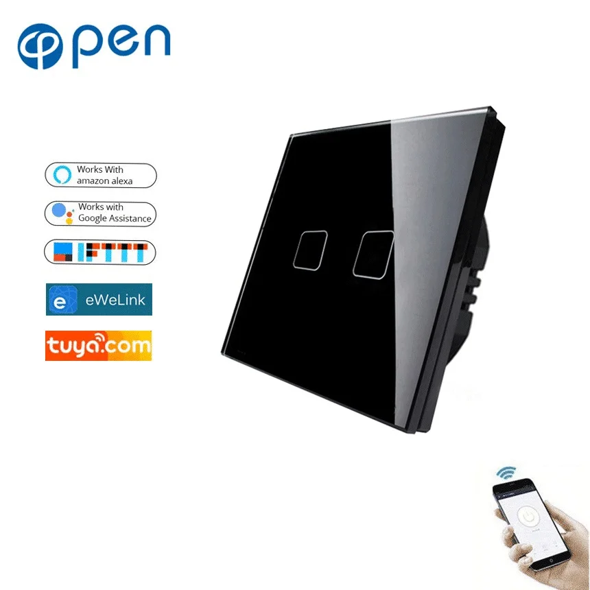 Умный выключатель с сенсорным управлением 1 клавиша 2 клавиши 3 канал Tuya(Smart Life)