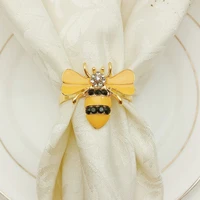 6pcs yellow bee design metal napkin rings towel buckle bumble bee napkin holder wedding party festival hotel table decor