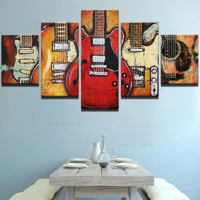 

5pcs color guitar decoration painting digital high-definition printing painting decoration living room bedroom background wall