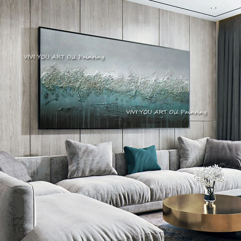 100% современная картина маслом ручной работы на холсте темного цвета Толстая