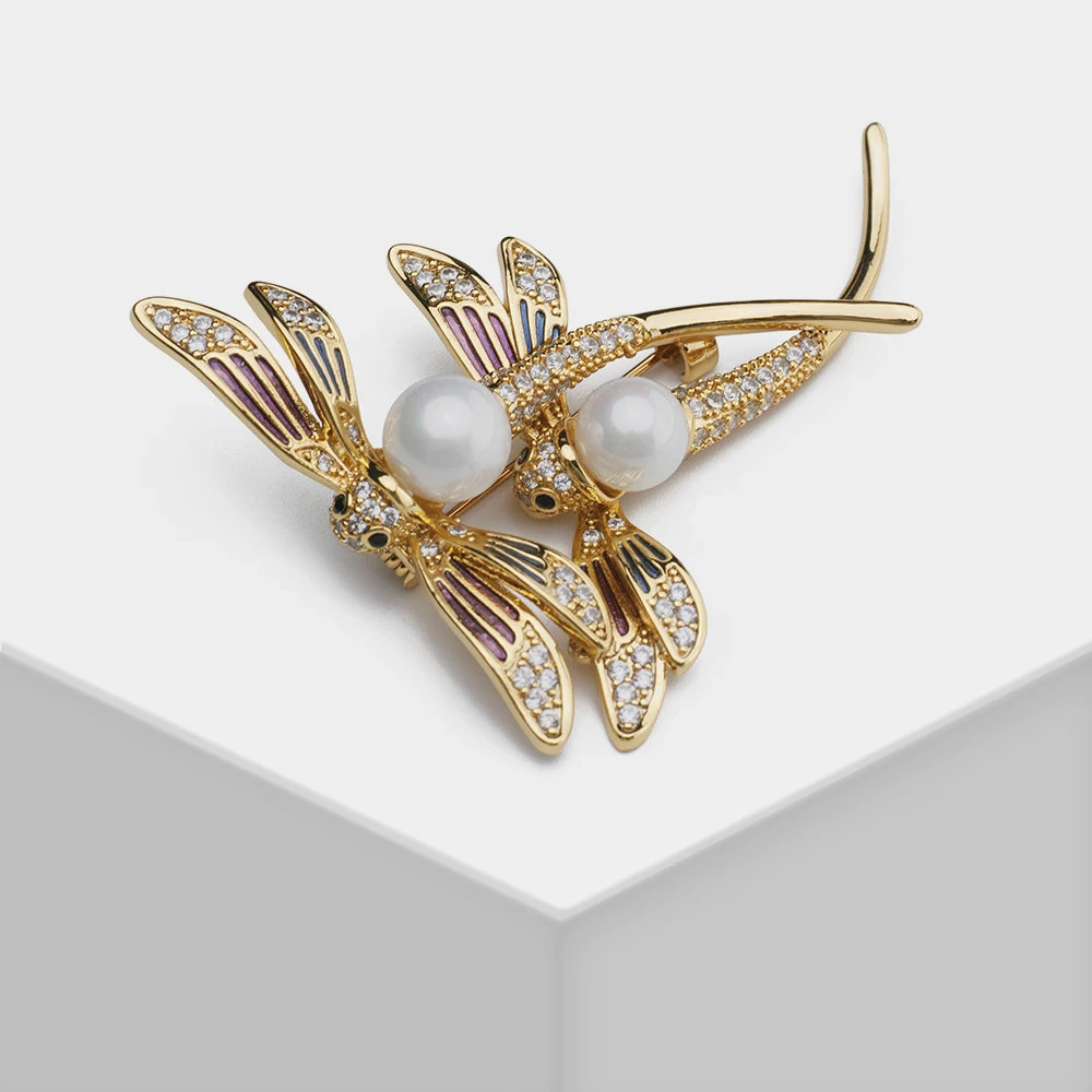 

F20 AMORITA Design Dragonfly Pearl brooch