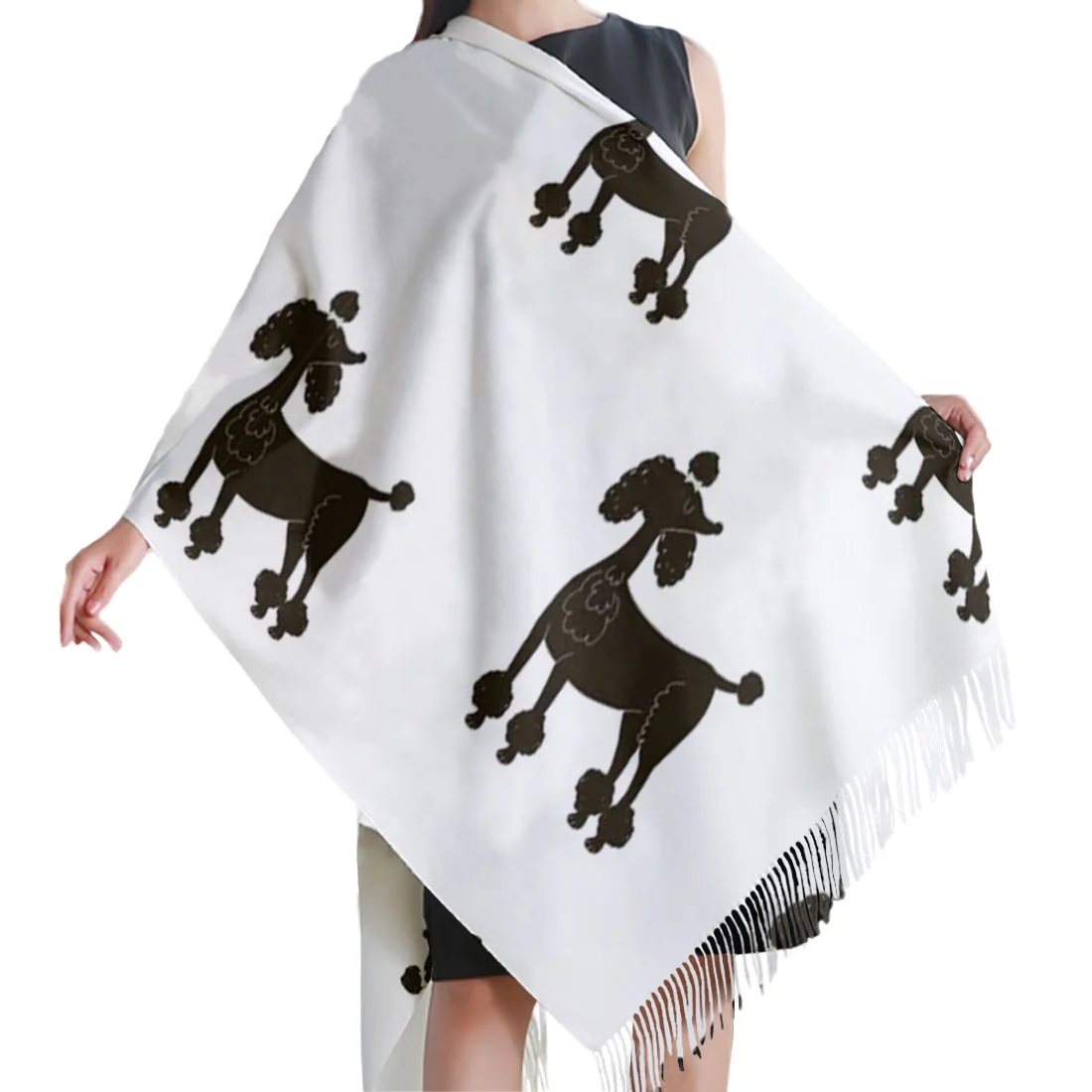 Одеяло с животным черного щенка Тедди шаль шерстяная для женщин дизайнерская