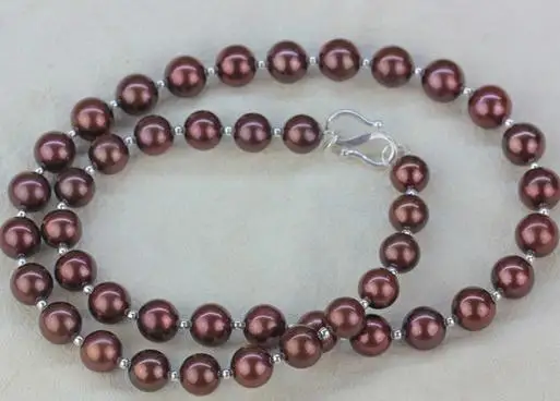 

Hot sell 9-10mm natural south sea chocolate pearl necklace 18 inch