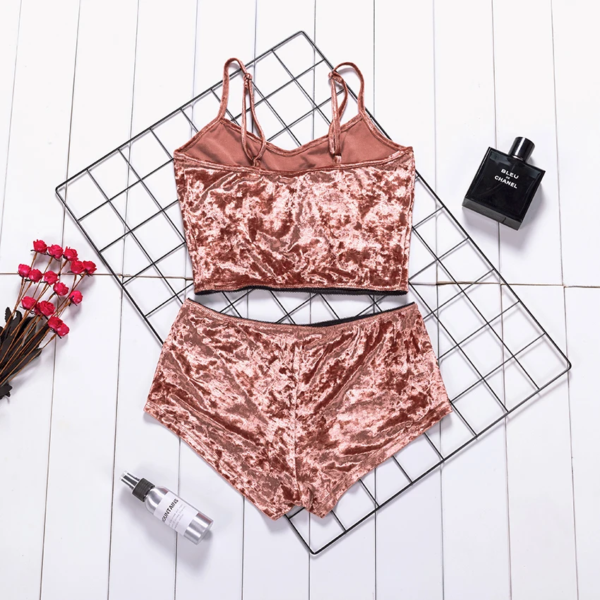 Suphis сексуальная летняя Пижама без рукавов розовый укороченный топ набор