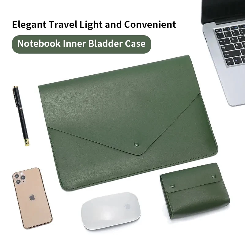 

PU Laptop Sleeve Bag Case 13.3 14 15.6 Inch PU Leather Laptop Sleeve For MacBook Air Pro M1 13 15 Case For Huawei Dell Asus HP