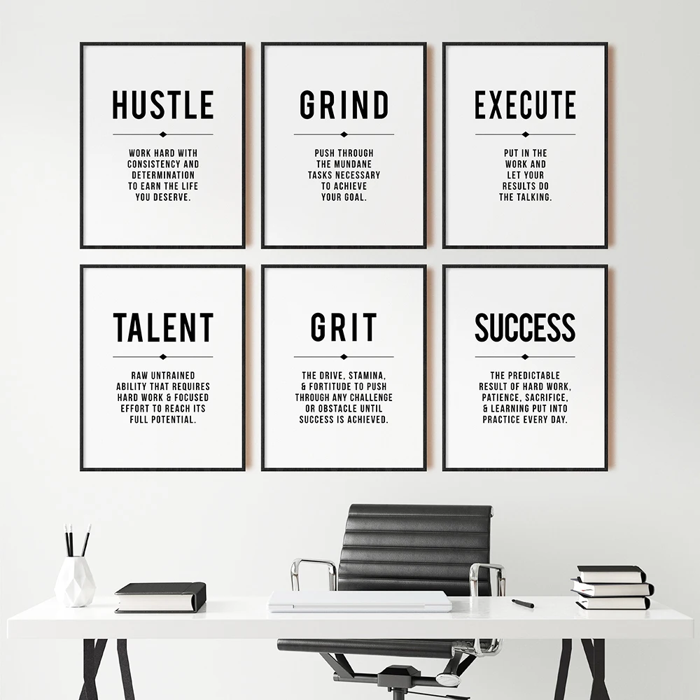 

Hustle Quote Grind Definition Canvas Painting Office Wall Art Prints Modern Business Room Decor Inspirational Poster Pictures