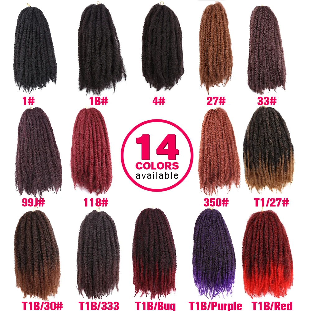 

Ombre Marley Braids 18'' Synthetic Hair Pre Stretched Passion Twist Afro Kinky Twist Braiding Hair Extensions for Women Black