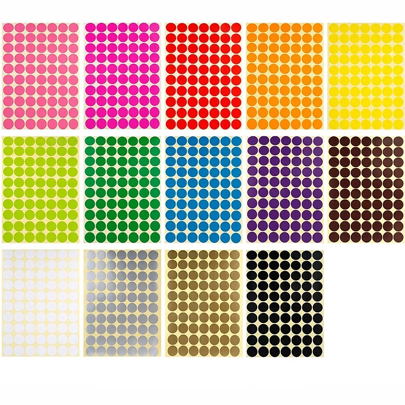 Etiquetas redondas para el cuerpo de la mano, juguetes de pegatinas extra&iacute;bles para la escuela, &aacute;lbum de recortes, notas de colores aleatorios, 4 hojas-5