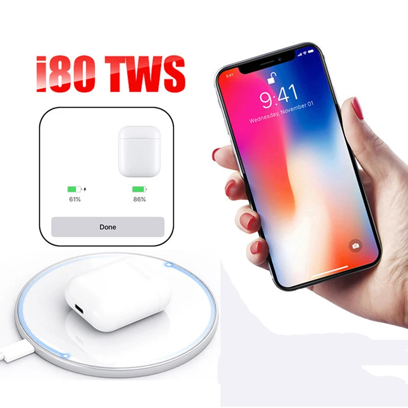 Новинка I80 TWS, беспроводные Bluetooth 5,0 мини наушники, спортивные наушники с сенсорным управлением, стерео наушники Hi-Fi, бас Pk I12 I10 I200 I 80 TWS
