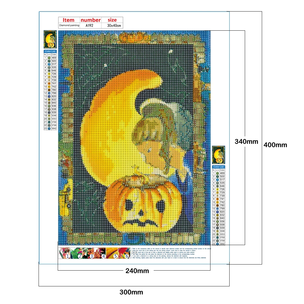 Набор для рисования стразы Алмазная мозаика 5D сделай сам круглой формы Хэллоуина