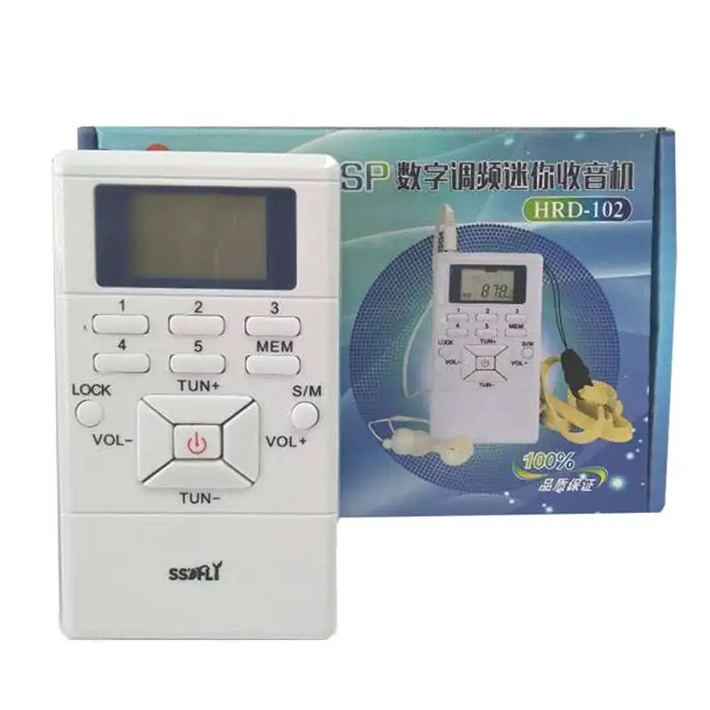 Ssdfly HRD-102 Лидер продаж портативный мини экран FM радио приемник цифровой обработки сигнала частотная модуляция с наушником