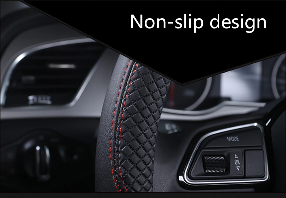 HITWH Leather Universal Car Steering Wheel Cover 37CM 38CM Car Styling Sport Auto Steering Wheel Covers Anti Slip