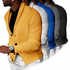 Мужской однобортный свитер на пуговицах, повседневный плотный теплый свитер с лацканами, Молодежный кардиган, куртка на осень и зиму