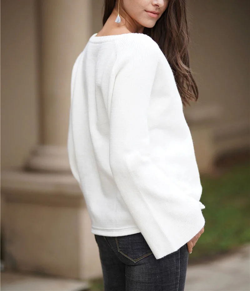 Осень 2019 женский свитер однотонный пуловер темперамент для путешествий