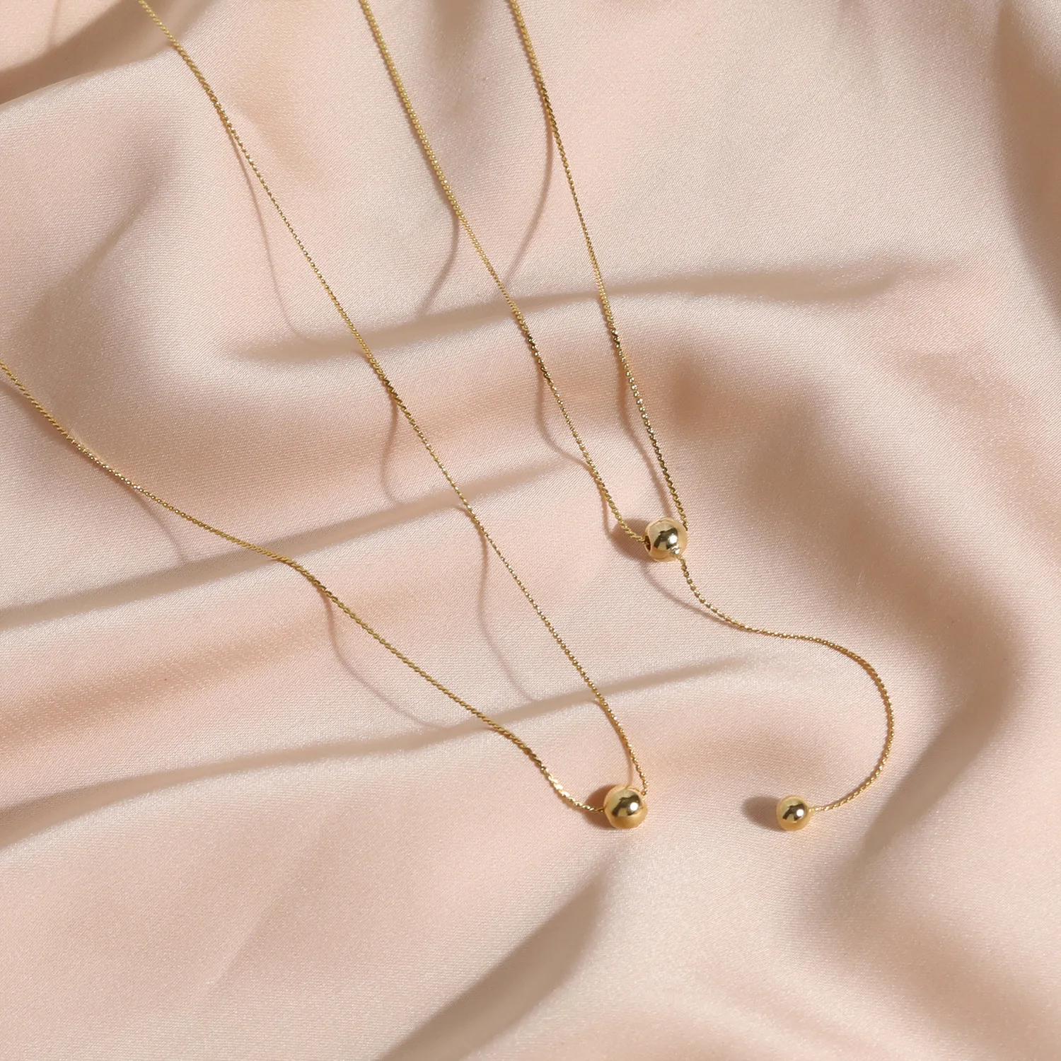 

Eruo-American минималистское ожерелье W/14K Золотая латунная цепочка с бусинами, ювелирные изделия для женщин, свадебные украшения для вечеринки, п...