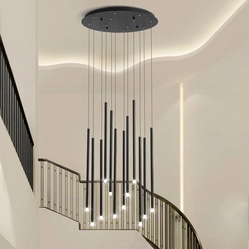 

Simple Modern Duplex Rotating Staircase Chandeliers Hall Light Creative Personality Living Room Chandelier Led Branch Chandelie