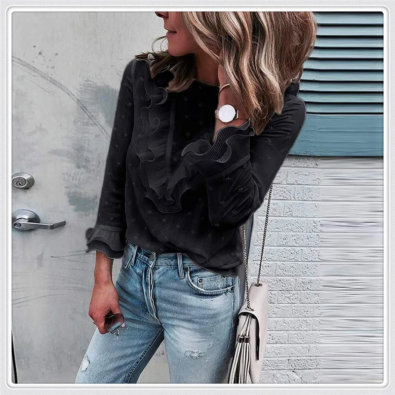 UK Женская Осенняя однотонная Повседневная футболка с длинным рукавом женские