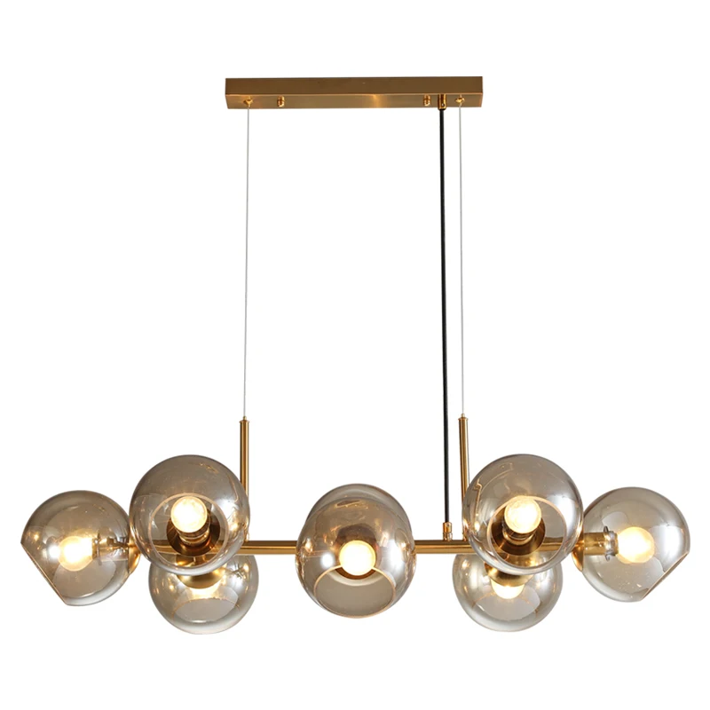 Luces colgantes de cristal nórdico para sala de estar, lámpara colgante de oro negro con 8 bolas para comedor, Bar, Loft, dormitorio