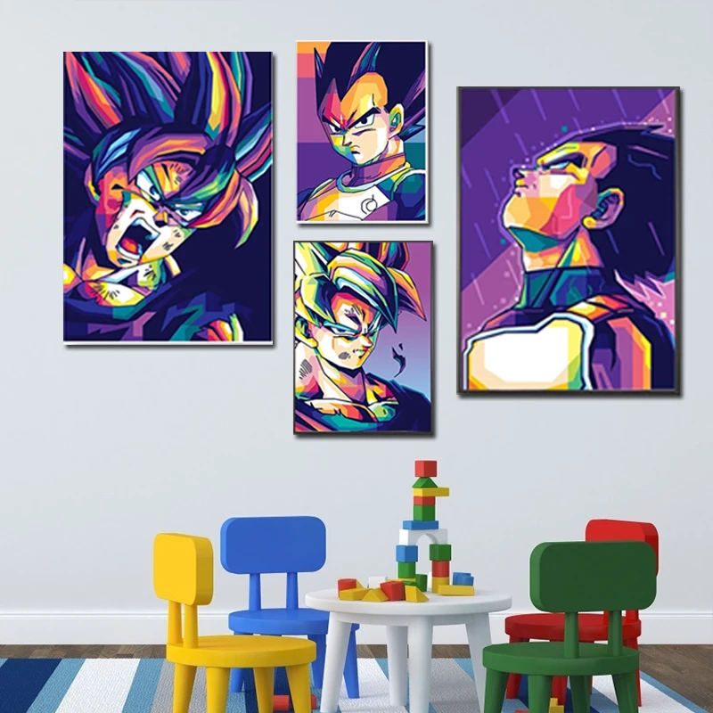 

peripheral Dragon Ball Poster Wall Art Watercolor Goku Saiyan Canvas Painting Modern Living Room Home Picture Decoration Cuadros