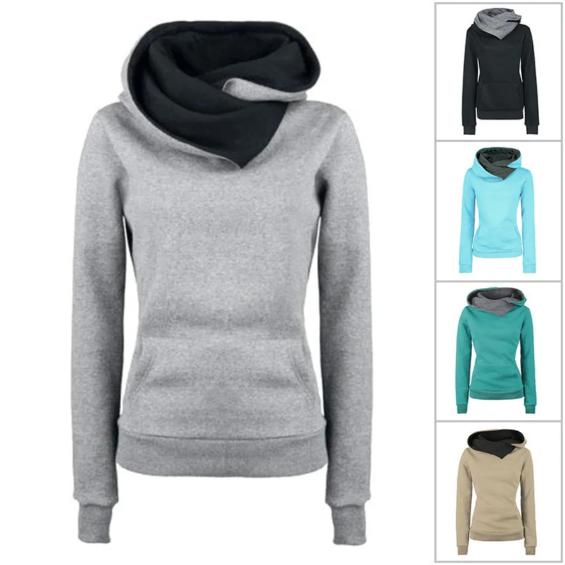 New Women's Casual Hoodie Spring and Autumn Ladies Daily and Simple Sweatshirt Contrasting Color Sweatshirt Top for Female