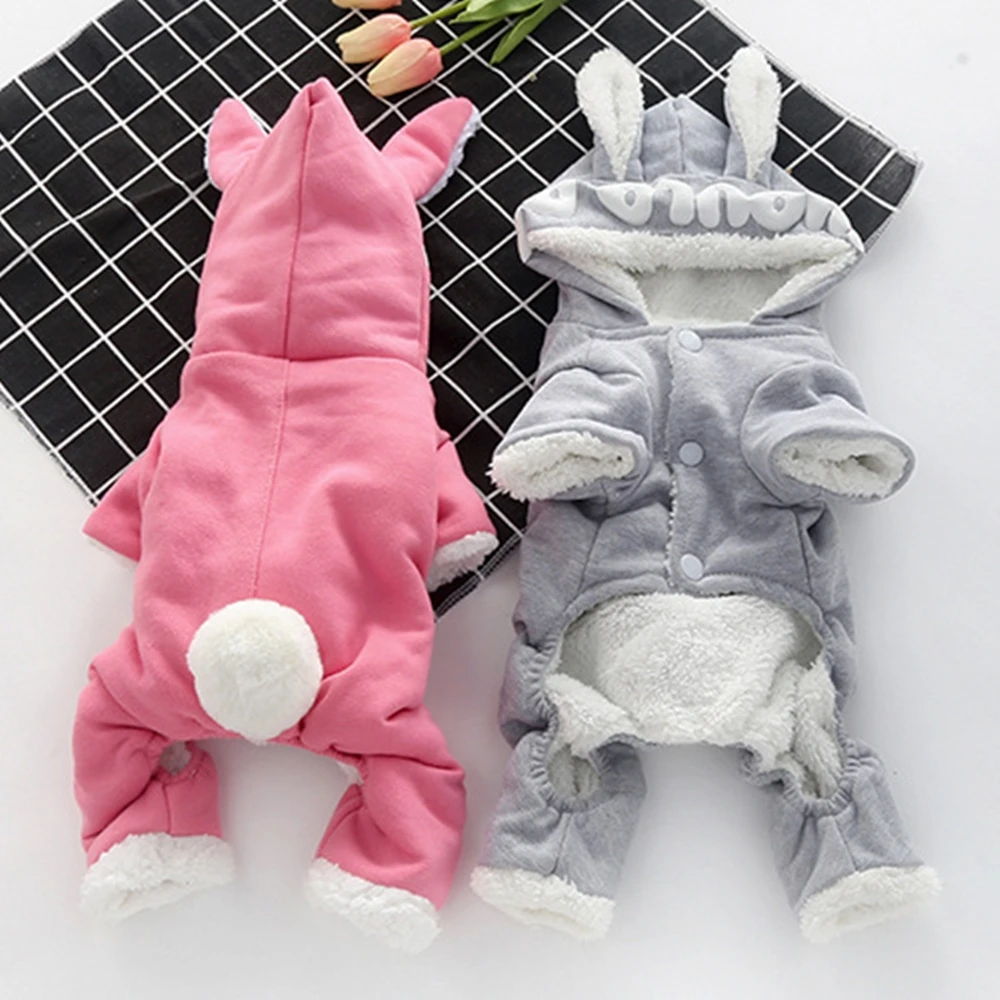 Плюшевый комбинезон с кроликом Одежда для кошек и собак Пальто Рождественская