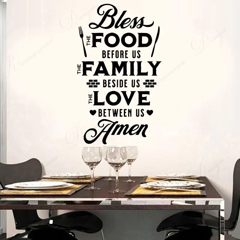 

Prayer Kitchen Quote Food Art Dining Room Decor Wall Stickers Vinyl Home Decor Mural Family Love Decals Removable Wallpaper 3B20