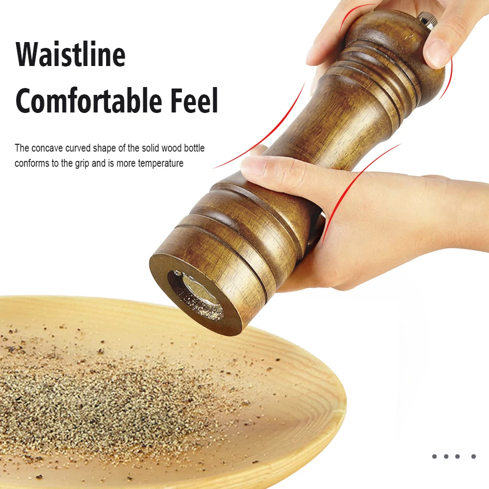 

Classical Oak Wood Pepper Spice Mill Grinder Set Kitchen Handheld Seasoning Mills Grinder Ceramic Grinding Core BBQ Tools Set