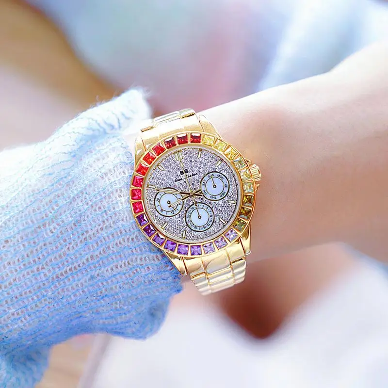 bee sister hot selling luxury diamond watches women wrist fashion brand classic rhinestone ladies watch for rejoj de mujer free global shipping