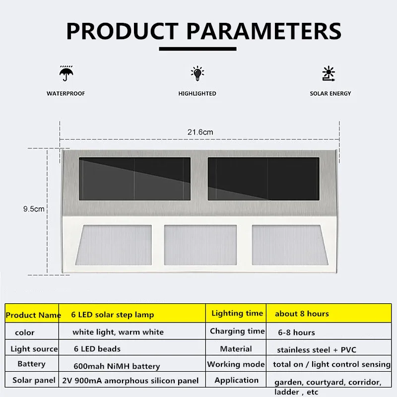 Водонепроницаемый светодиодный светильник из нержавеющей стали для лестницы
