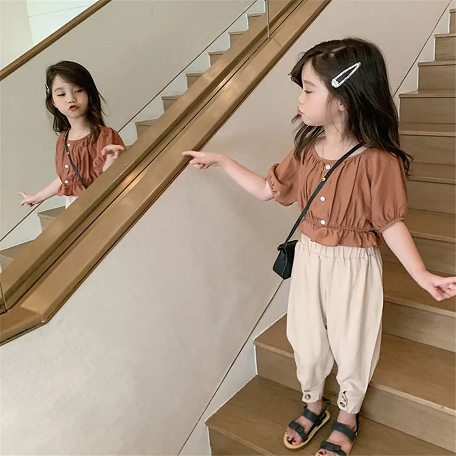 Спортивный костюм для девочек комплект из 2 предметов штаны и футболки с цветами